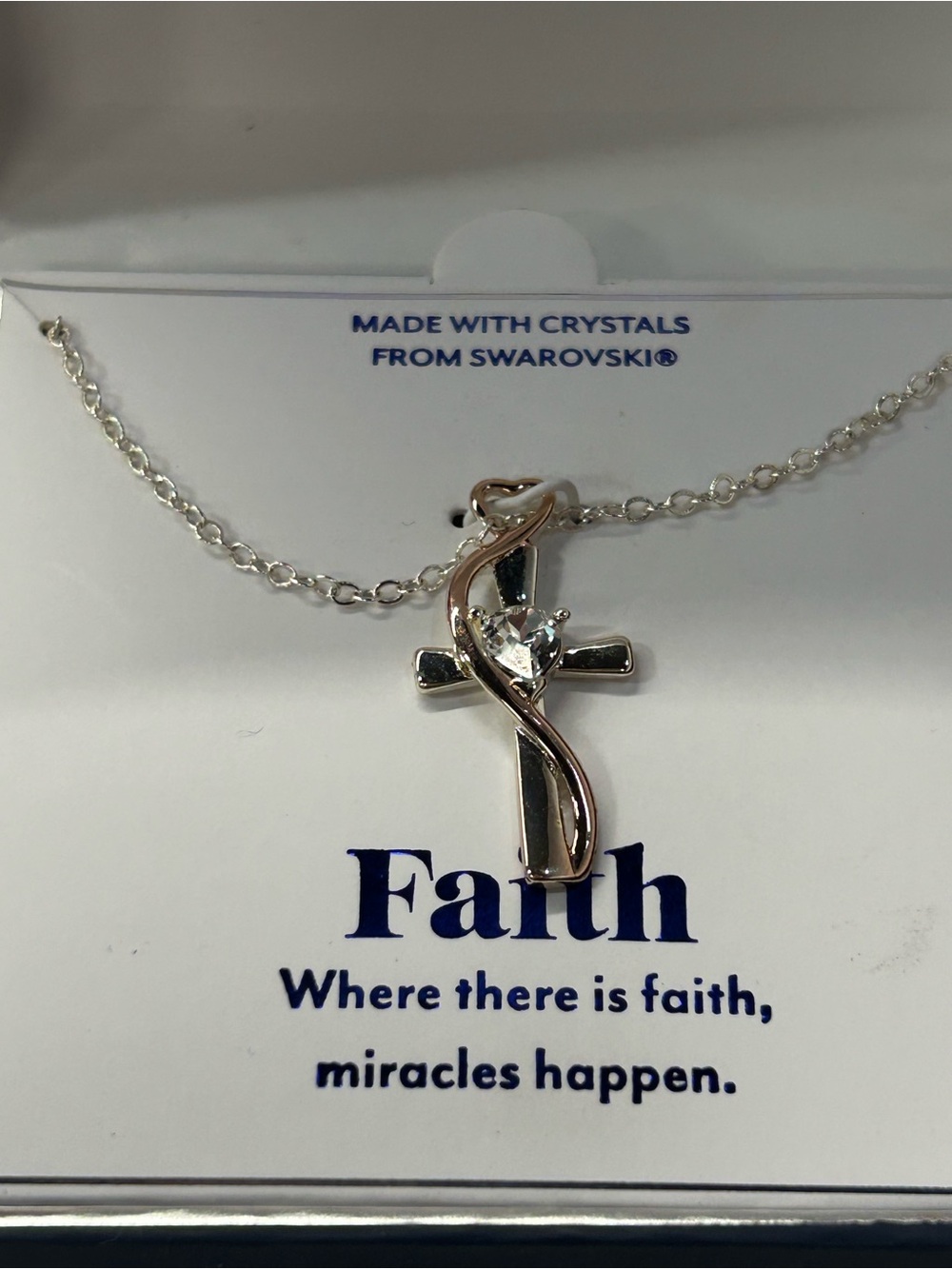 BrillianceCross Necklace with Swarovski Crystal - Silver